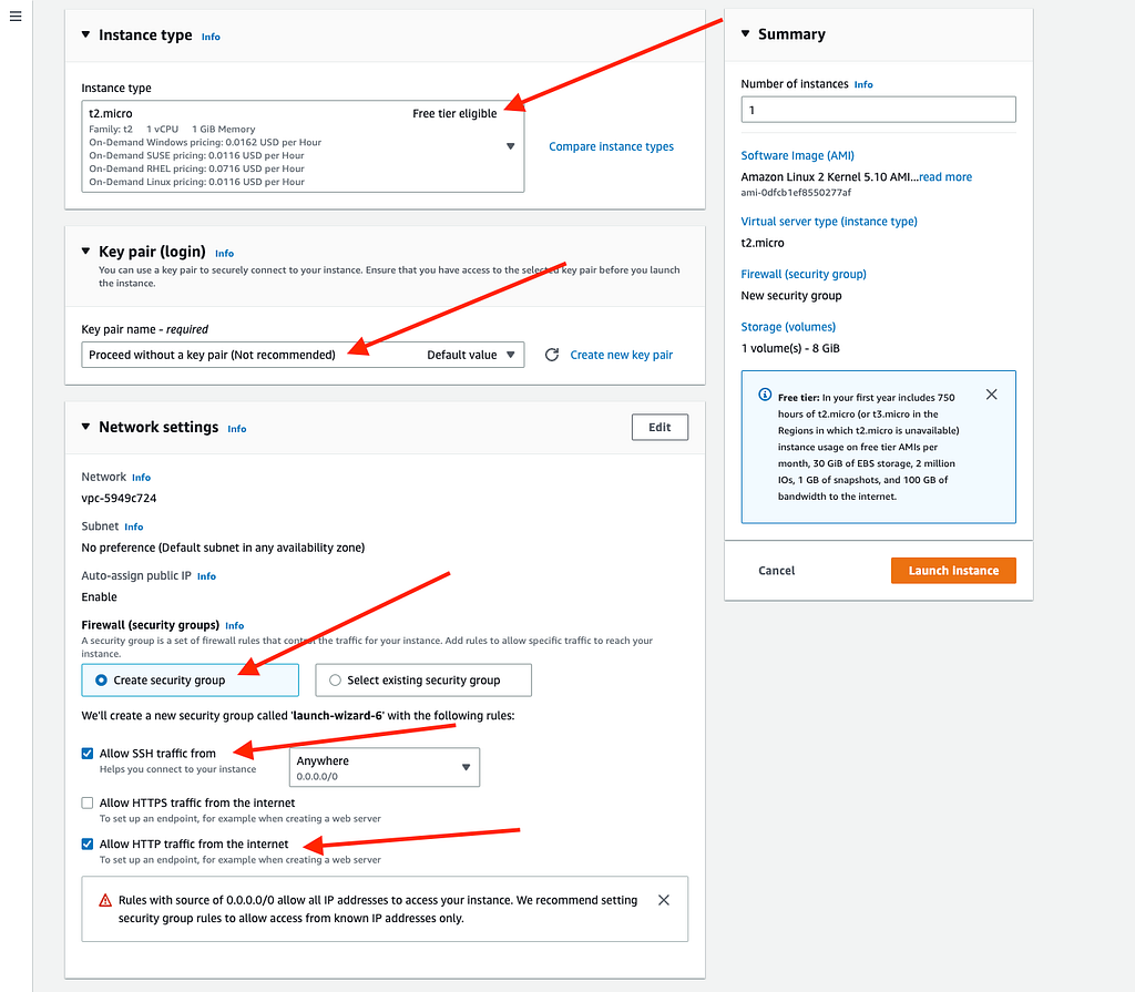EC2 instance configuration