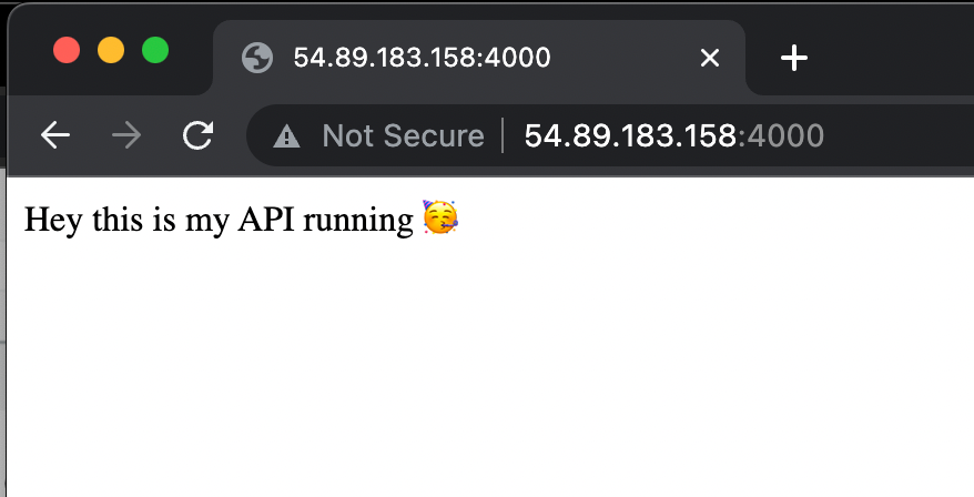 Browser URL bar with IP:port