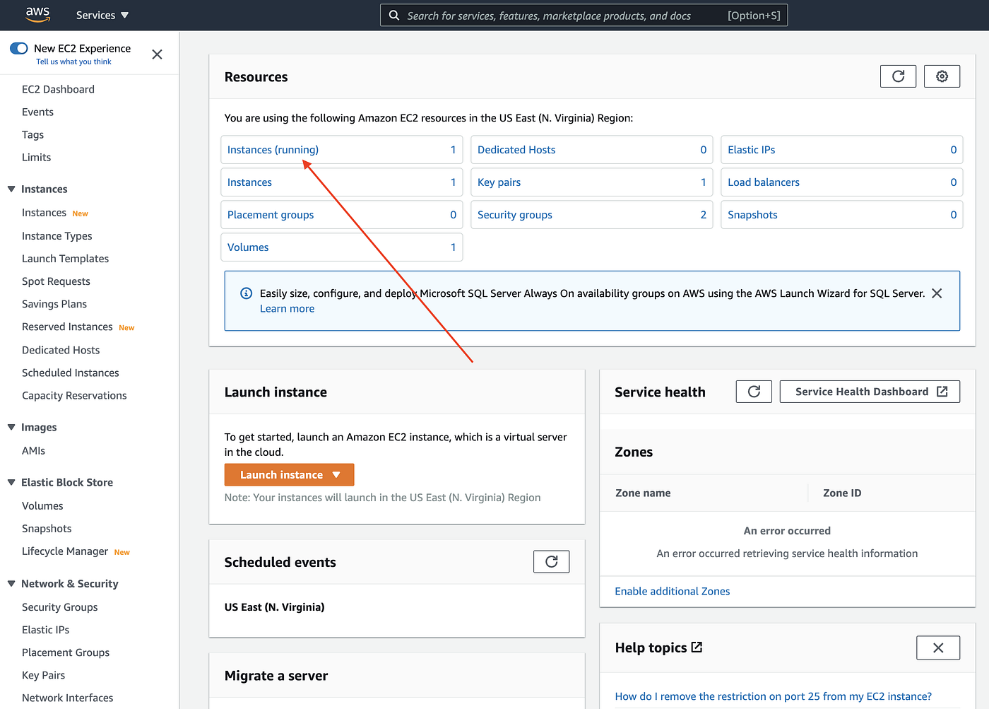 Find the new instance