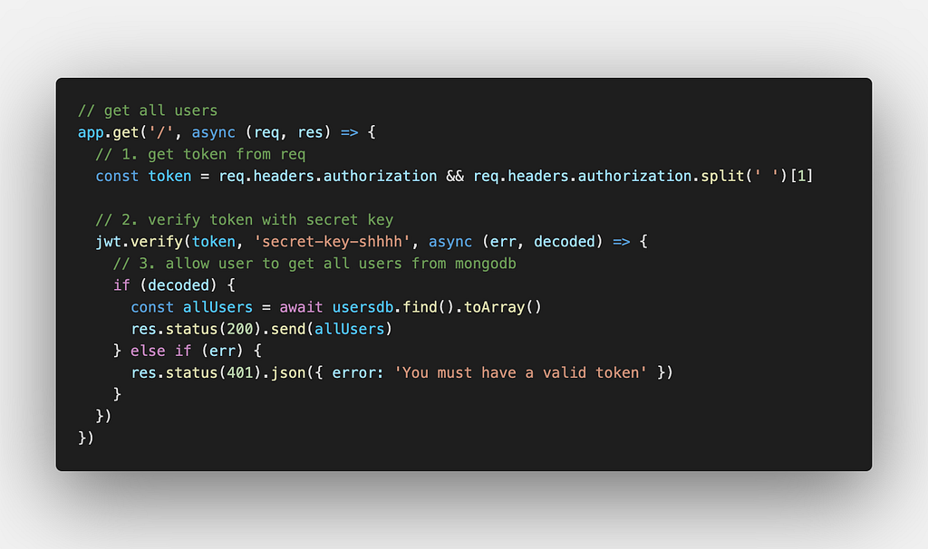 Get all users route code