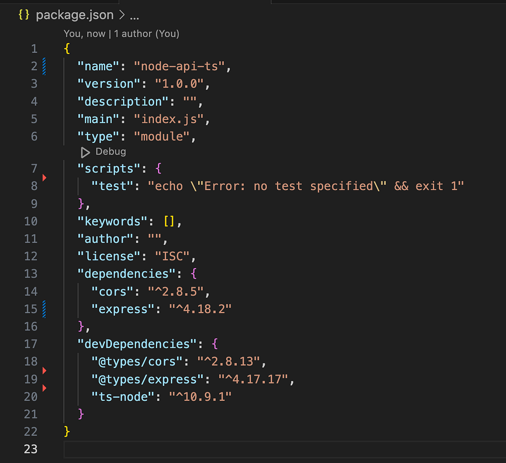 package.json after adding type:module