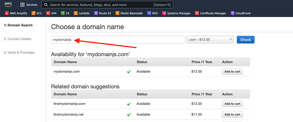 Search for available domain